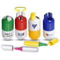 Custom Plastic Highlighter Pen W/ Capsule Shape Case - Set of 3